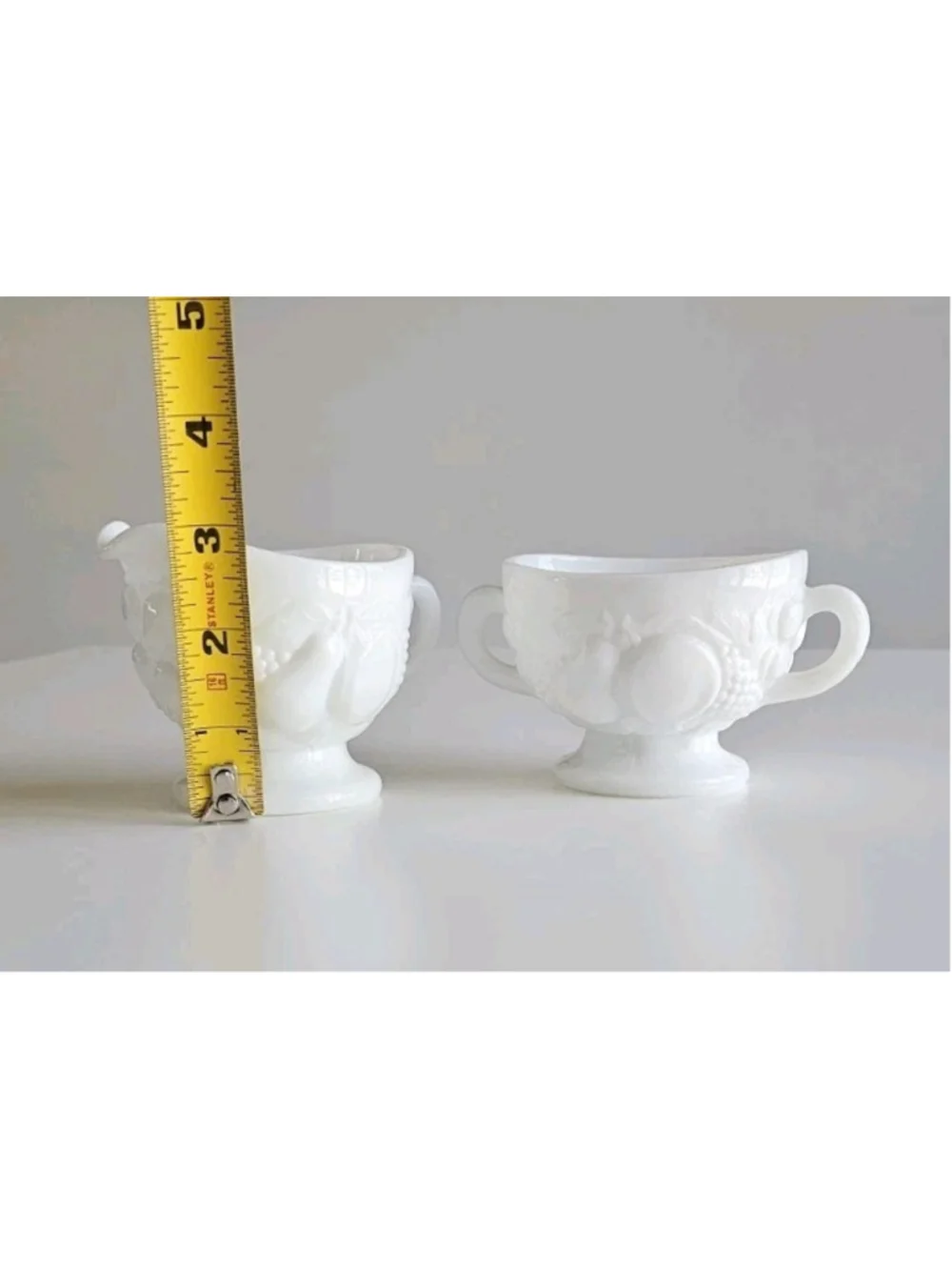 Vintage Westmoreland Milk Glass Harvest Creamer and Sugar Bowl Set MINT